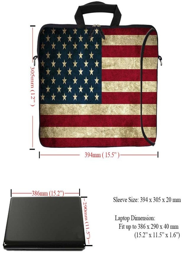 Meffort Inc 15.6 Inch Neoprene Laptop Bag - Water Resistant, Reinforced Zipper, Adjustable Shoulder Strap, Extra Side Pocket, Fits 15 to 15.6 Inch Laptops - USA Flag - Image 3