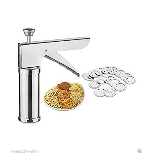 Shivu Fashion Stainless Steel Namkeen Press Kitchen Utensils Stainless Steel 1Pcs 12 Jalis Silver Shivu77 - Image 2
