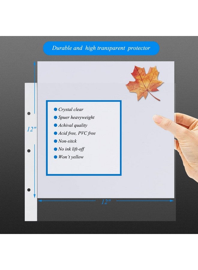 1DOT2 12X12 Inch Large 3 Ring Diy Scrapbook Photo Album Journal With 30 Plastic Sleeves 60 Pages And Fabric Cover For Baby Travel Wedding Couple Anniversary Kids Adventure (Blue Cover/White Pages) - Image 3