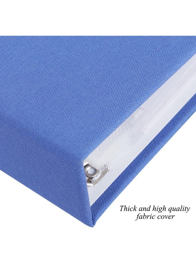 1DOT2 12X12 Inch Large 3 Ring Diy Scrapbook Photo Album Journal With 30 Plastic Sleeves 60 Pages And Fabric Cover For Baby Travel Wedding Couple Anniversary Kids Adventure (Blue Cover/White Pages) - Image 2