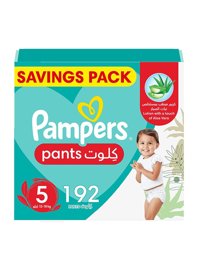 Pampers Baby-Dry Pants Diapers With Aloe Vera Lotion, 360 Fit And Up To 100% Leakproof, Size 5, 12-18Kg, 4 Mega Packs, 192 Count - Image 1