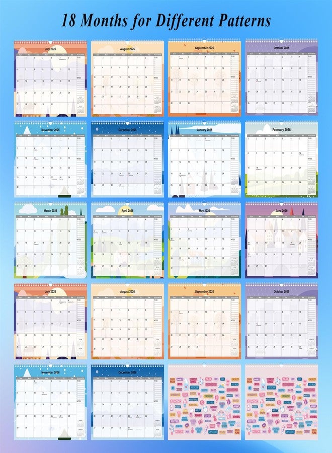 Yunaeduo Calendar 2025-2026, Wall Calendar From July. 2025 - Dec. 2026, 18 Months Large Calendar 14.5" x 11" with Stickers, Spiral Bound, Hanging Hook, Great for Planning Your Home School Office Time - Image 5