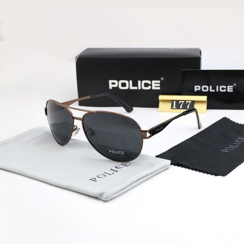 POLICE Men's New Polarized Sunglasses with Tea-Frame Grey Lenses - Image 1