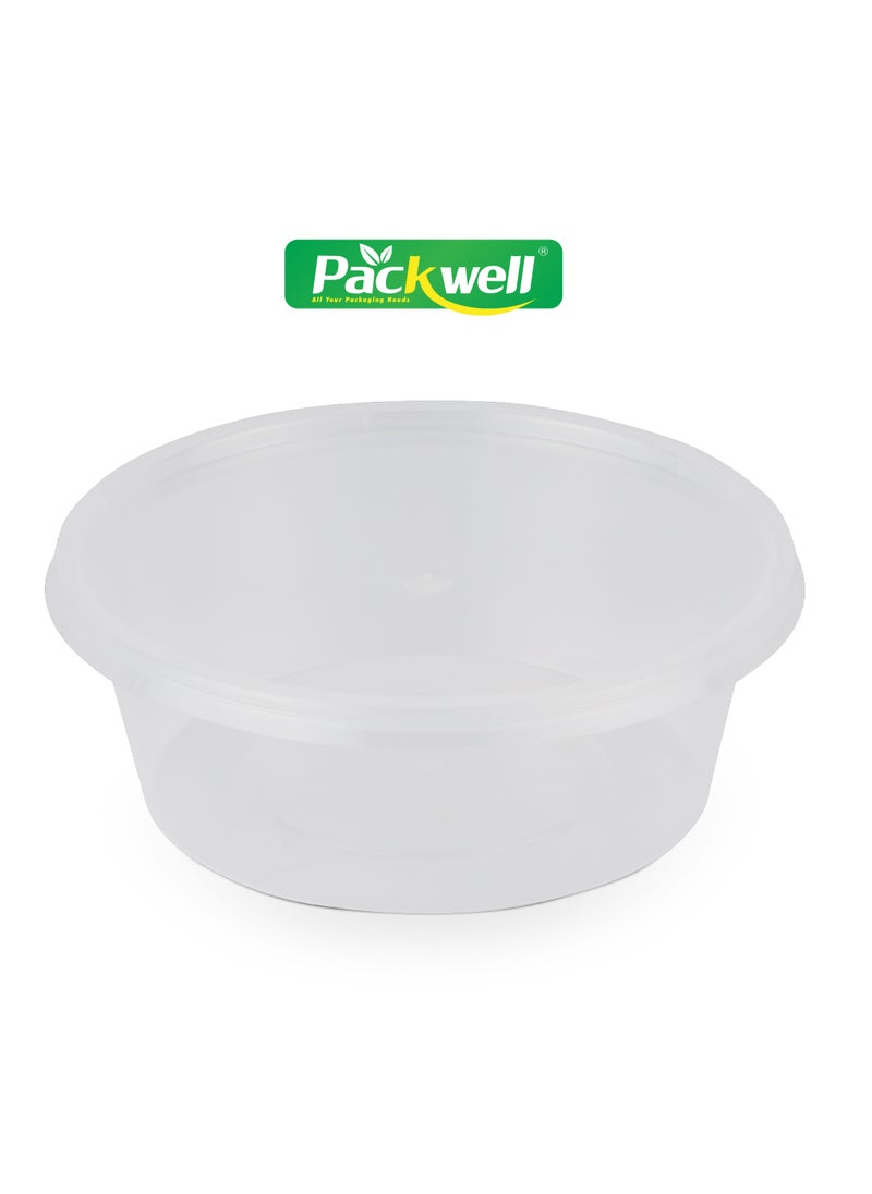 packwell Microwave Container with Lid- PWRP1951 250 ml, Round Shaped Bowl, Pack of 5 BPA-Free, Food grade and Hygienic Perfect for Packing, Storing, Iftar Kit Distribution, etc. White  - Image 1