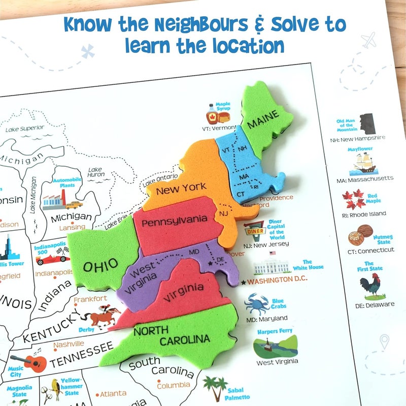 Imagimake Mapology United States Puzzle | Educational Toy for Kids 5-7 | Learn USA States With Fun Facts | Puzzle for Ages 4-8 - Image 3