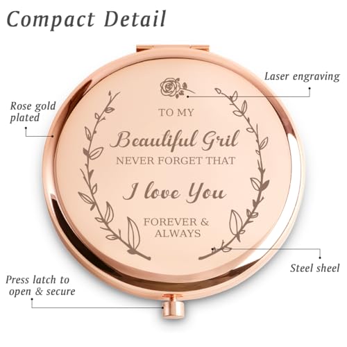 COYOAL Gifts for Girls, Personalized Gifts for Daughter, Custom Engraved Compact Mirror for Christmas Stocking Stuffers Secret Santa Birthday - Image 2