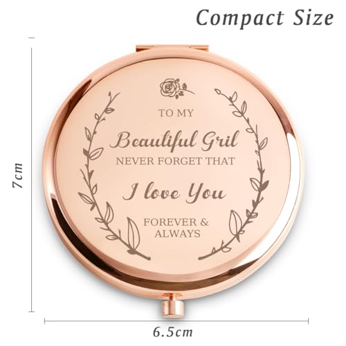 COYOAL Gifts for Girls, Personalized Gifts for Daughter, Custom Engraved Compact Mirror for Christmas Stocking Stuffers Secret Santa Birthday - Image 3