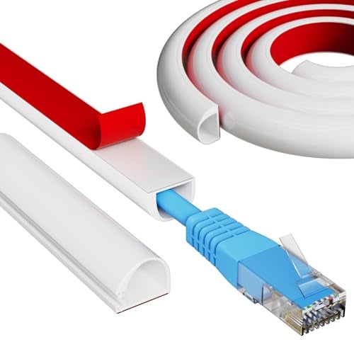 Xfopz 13.2ft Side Open One Cord Hider for Wall Mounted Tv,Extension Cable Cover to Hide Conceal Cords Along Wall,Wire Raceway Management Cable Concealer Channel,Electric Cord Organizer Wiremold - Image 1