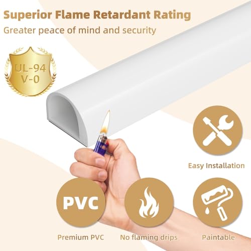 Xfopz 13.2ft Side Open One Cord Hider for Wall Mounted Tv,Extension Cable Cover to Hide Conceal Cords Along Wall,Wire Raceway Management Cable Concealer Channel,Electric Cord Organizer Wiremold - Image 4