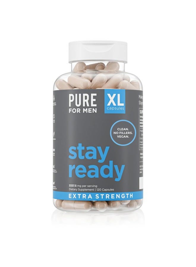 PURE FOR MEN Stay Ready Fiber Supplement Psyllium Husk (120 XL Capsules) - Image 1