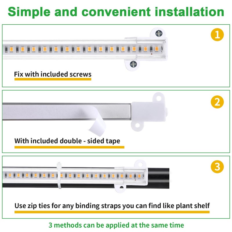 RWNTAO 8.6'' Mini LED Grow Light Strips, Full Spectrum 3000K, 52 LED Plant Light with 3/9/12H Timer, 10 Dimmable Levels for Seedling, Succulent and Plant Shelf, 2 Head - Image 5