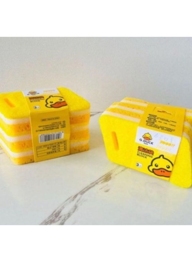 مجموعة إسفنجات غسيل صحون عالية الجودة مصممة لتنظيف الأطباق والأواني بسهولة وكفاءة. تتميز بتركيبة عالية الكثافة تساعد على إزالة الدهون وبقايا الطعام بشكل فعال. - Image 1