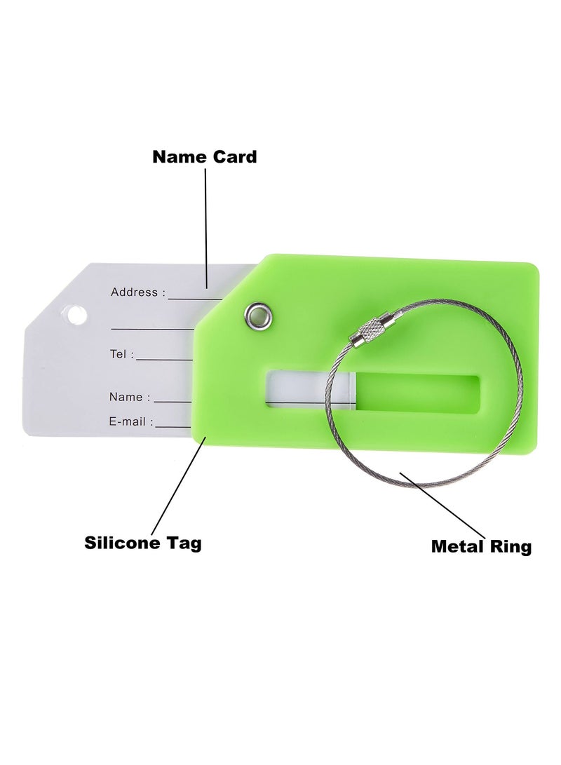 Y&D 5 Pack Silicone Luggage Tag, With Name ID Card Quickly Spot Suitcase, Anti-lost Green  - Image 3