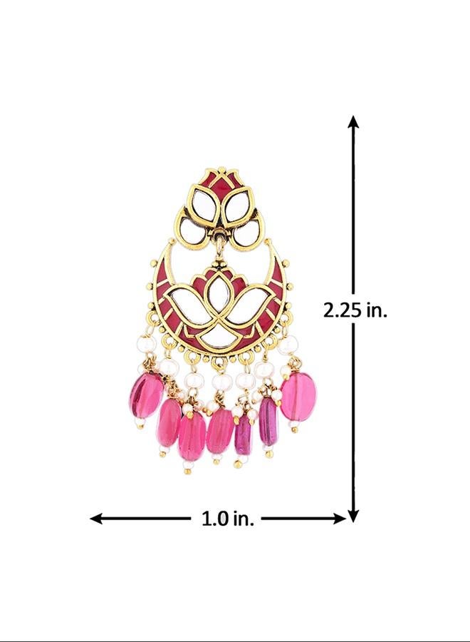 VOYLLA Thikri Floral and crescent Motifs Earrings - Image 4