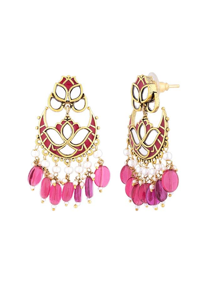 VOYLLA Thikri Floral and crescent Motifs Earrings - Image 3