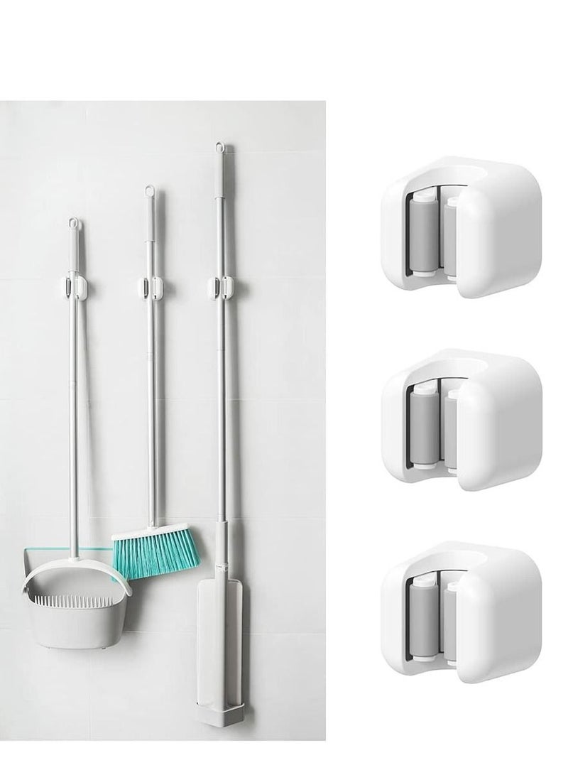 Y&D Mop Holder 3 PCS Wall Mount Broom Stands Rack, Sturdy Self-Adhesive Cleaning Supplies Organizer, Anti-Slip and Holders, Gripper for Bathroom, Kitchen, Garden, Garage Storage  - Image 1