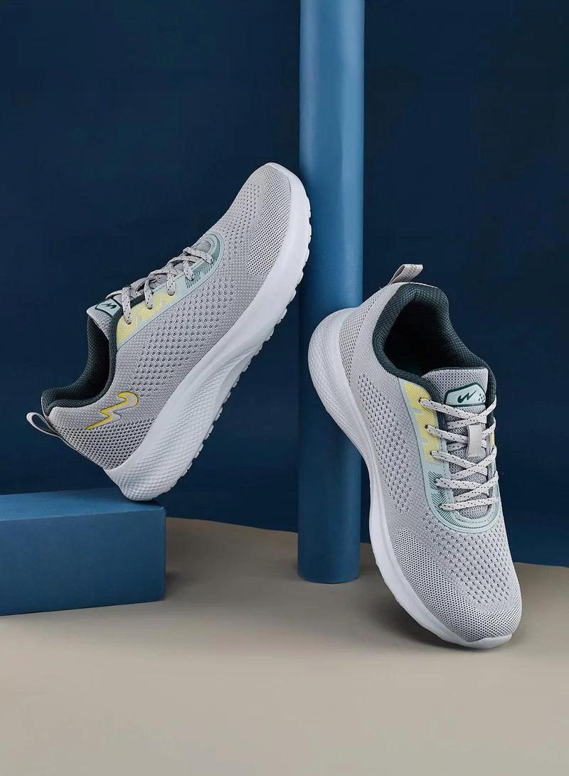 CAMPUS Men’s Grey Sports Shoes – Lace Up Design Shoes with Breathable Fabric and Sturdy Grip Sole