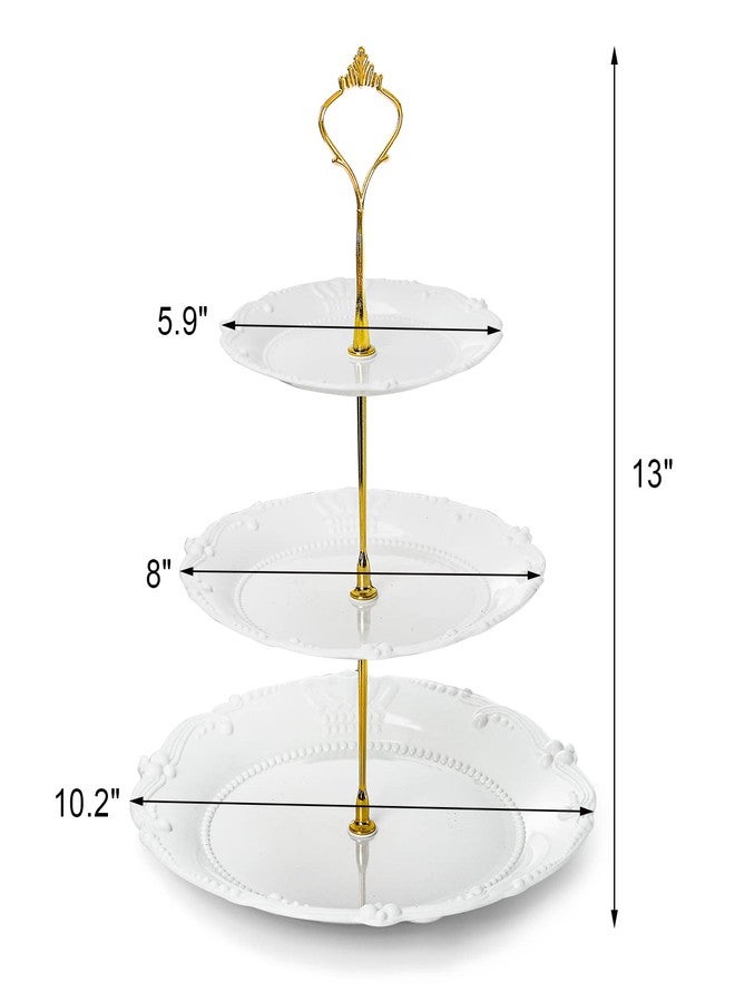 Fasmov 3 Pack Plastic Cupcake Stand, 3 Tier Cupcake Stand Dessert Plates Cake Fruit Candy Display Tower Reusable Pastry Platter for Wedding Birthday Baby Shower Tea Party Decorations - White - Image 2