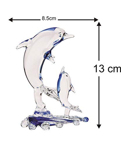 Somil Handmade Crystal Water Dolphin Playing with Her Baby Showpiece (Multicolour) Pack of 1 - Image 3