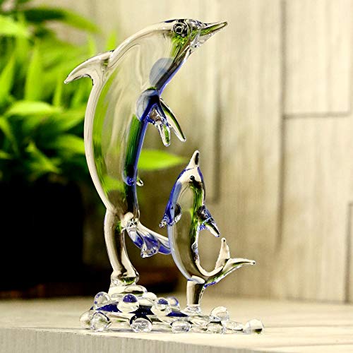 Somil Handmade Crystal Water Dolphin Playing with Her Baby Showpiece (Multicolour) Pack of 1 - Image 2