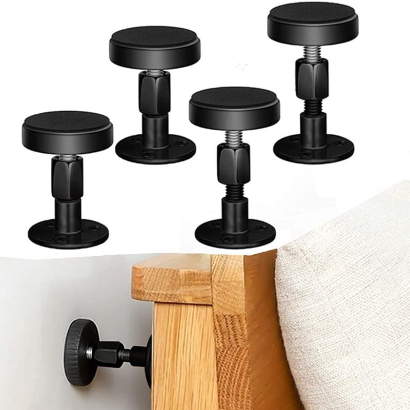OUKEYI 4 Pieces of Adjustable Threaded Bed Frame AntiShake ToolHeadboard StoppersBed stoppers Wall Bed headboard AntiShake Fixer for Beds Cabinets Sofas 3068mm Black