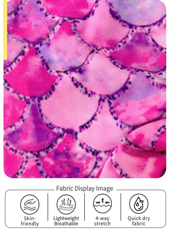 weVSwe Infant Swimsuit Girl Sun Protection Uv Suit Toddler Baby Swimsuit Girl Long Sleeve with Zipper Rose Red Fish Scales 6-12 Months - Image 5