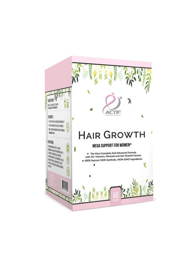 Actif Hair Growth for Women Mega Support 10+, Non-GMO, Stops 99% Hair Loss, Made in USA, 60 Count - Image 1