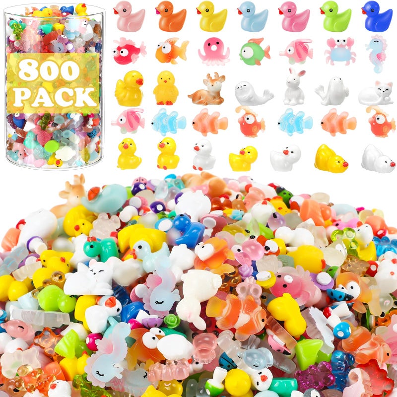 Barydat 800 Pcs Mini Resin Animals Figures Bulk Miniature Garden Accessories for Pranks Hide Party Gift Duck Tiny Resin for Crafts Micro Landscape Plant Pots(Classic) - Image 1