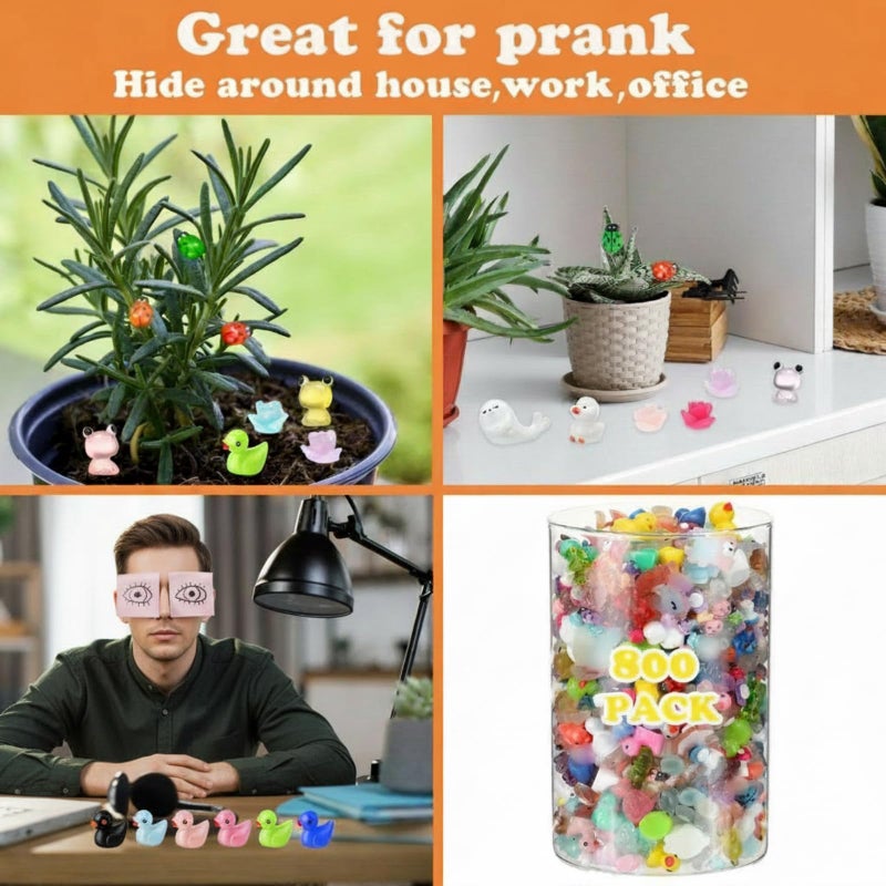 Barydat 800 Pcs Mini Resin Animals Figures Bulk Miniature Garden Accessories for Pranks Hide Party Gift Duck Tiny Resin for Crafts Micro Landscape Plant Pots(Classic) - Image 4