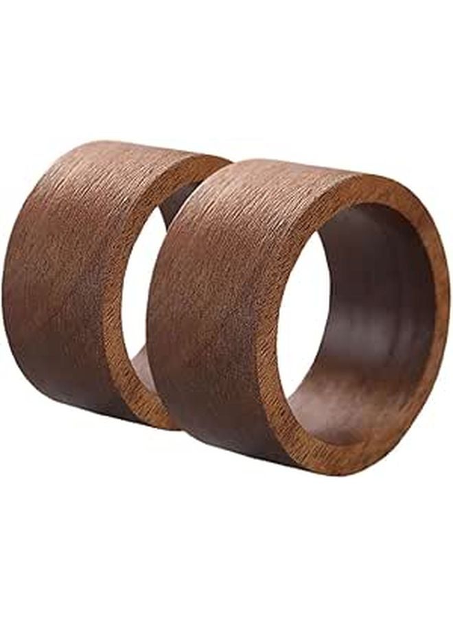 Wooden Napkin Rings Set Of 2 Rustic Round Napkin Holders For Dining Table Decoration - Image 1