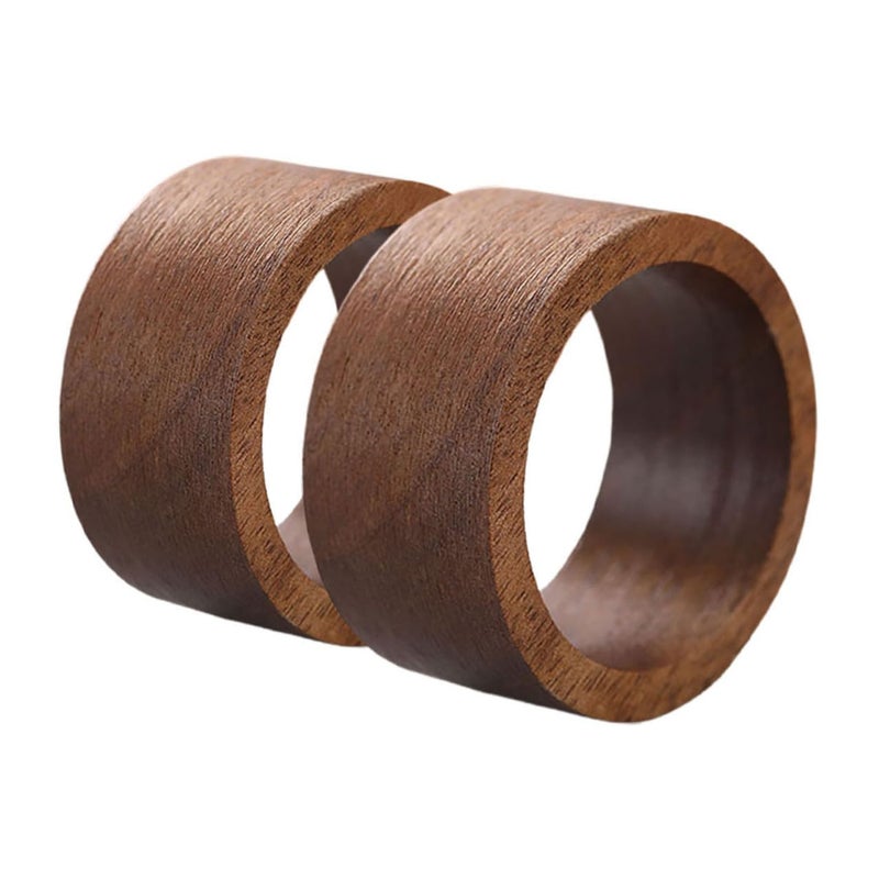 Wooden Napkin Rings Set Of 2 Rustic Round Napkin Holders For Dining Table Decoration - Image 2