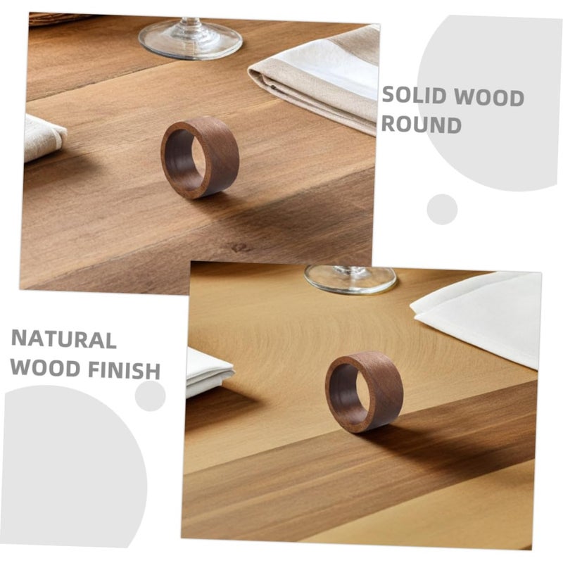 Wooden Napkin Rings Set Of 2 Rustic Round Napkin Holders For Dining Table Decoration - Image 4