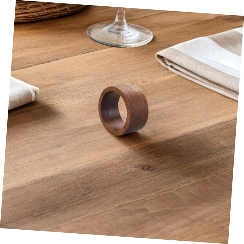 Wooden Napkin Rings Set Of 2 Rustic Round Napkin Holders For Dining Table Decoration - Image 5
