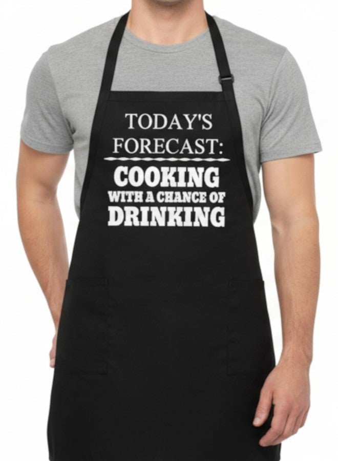 CoolAprons Men's BBQ Aprons Cooking With A Chance of Drinking, Fully Adjustable With Pockets - Image 1