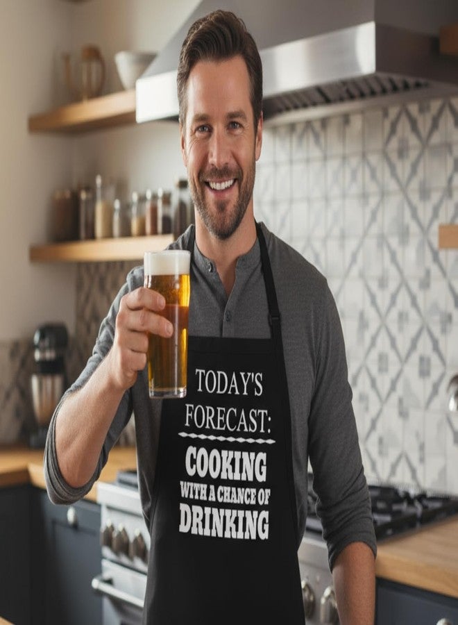 CoolAprons Men's BBQ Aprons Cooking With A Chance of Drinking, Fully Adjustable With Pockets - Image 3