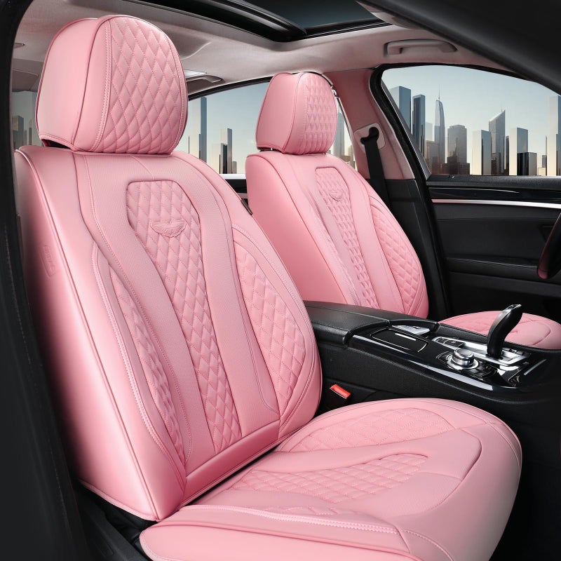 Coverado Seat Covers Car Seat Covers Front Seats Pink Car Seat Covers Waterproof Auto Seat Covers Seat Cushion Front Seat Covers Leatherette Car Seat Protector Universal Fit Most Cars