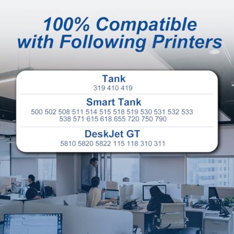 HP DeskJet GT 419/410/319 GT 5822/5820/5810 printer bottle ink replacement: plastic, black/cyan/magenta/yellow, high-capacity refillable - Image 2