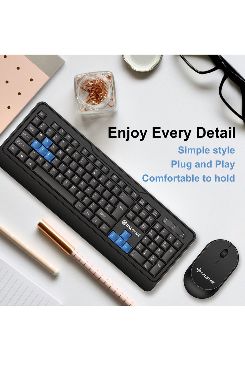 CAL STAR HK-280 Portable Wireless Keyboard and Mouse Combo with 2 Extra Batteries and Mouse Pad– 2.4GHz Wireless Connection, Ergonomic Design for Comfort, Quiet Keys, Numeric Keypad, Windows Compatible, Ideal for Office and Home Use - Image 2