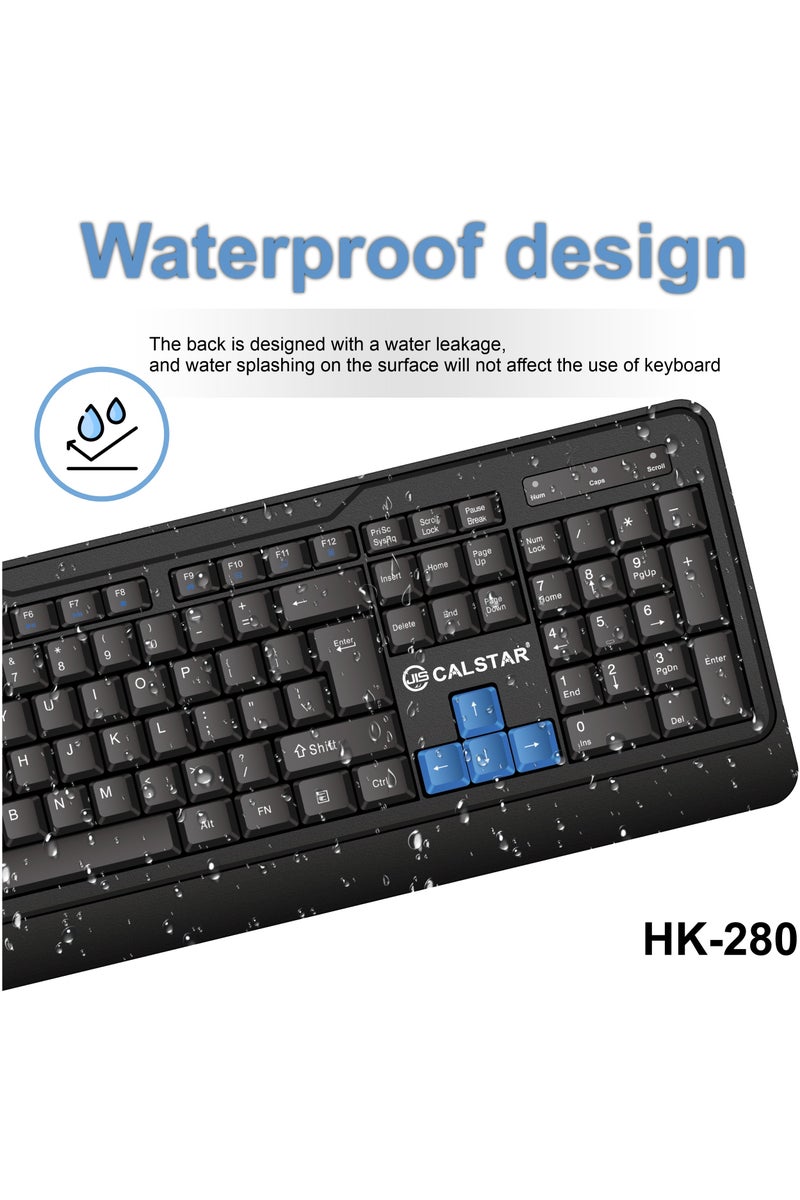CAL STAR HK-280 Portable Wireless Keyboard and Mouse Combo with 2 Extra Batteries and Mouse Pad– 2.4GHz Wireless Connection, Ergonomic Design for Comfort, Quiet Keys, Numeric Keypad, Windows Compatible, Ideal for Office and Home Use - Image 5