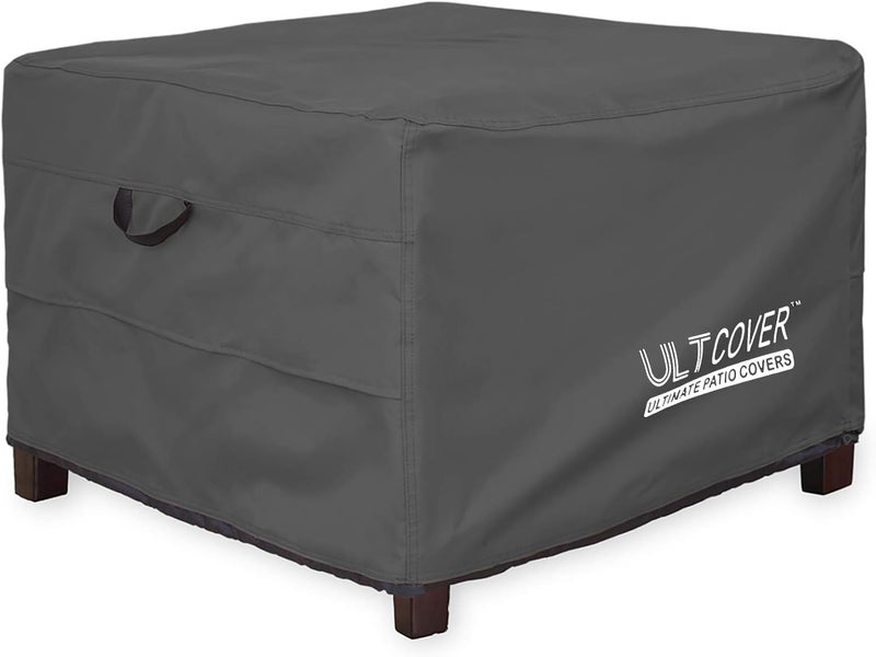 ULTCOVER غطاء مقاوم للماء لأريكة الحديقة، مربع الشكل، لطاولات جانبية خارجية، أبعاد 22 بوصة طولًا × 22 بوصة عرضًا × 18 بوصة ارتفاعًا، لون أسود - Image 1
