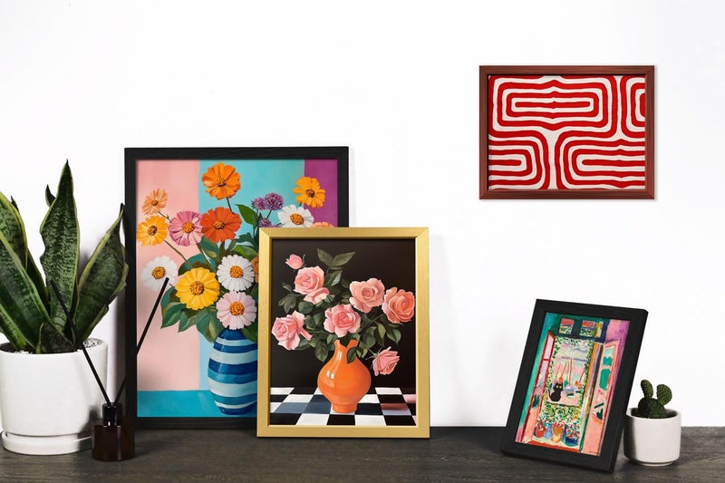 ANERZA 16 PCS Framed Eclectic Wall Art Decor, Mid Century Modern Maximalist Home Gallery Wall Frame Set Prints for Bedroom Bathroom, Colorful Posters for Living Room Aesthetic, Floral Artwork Collage Kit - Image 5