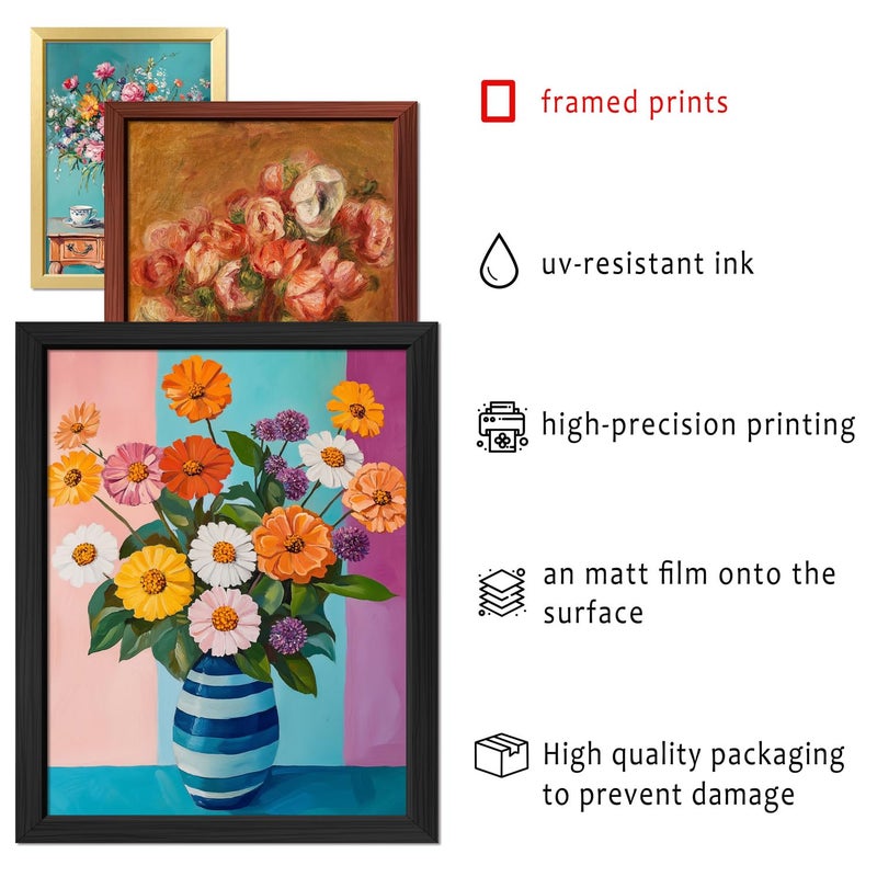 ANERZA 16 PCS Framed Eclectic Wall Art Decor, Mid Century Modern Maximalist Home Gallery Wall Frame Set Prints for Bedroom Bathroom, Colorful Posters for Living Room Aesthetic, Floral Artwork Collage Kit - Image 3