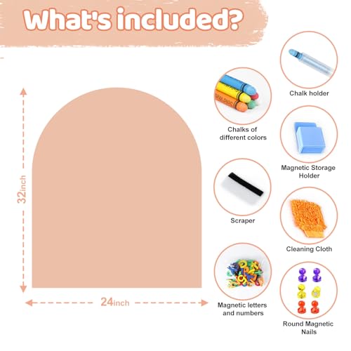 Kuesuny Magnetic Wall Decal 32 x 24In Arch Magnetic Chalkboard for Wall, Magnet Wall Drawing Learning for Playroom, School, Home (Light Pink - Image 2