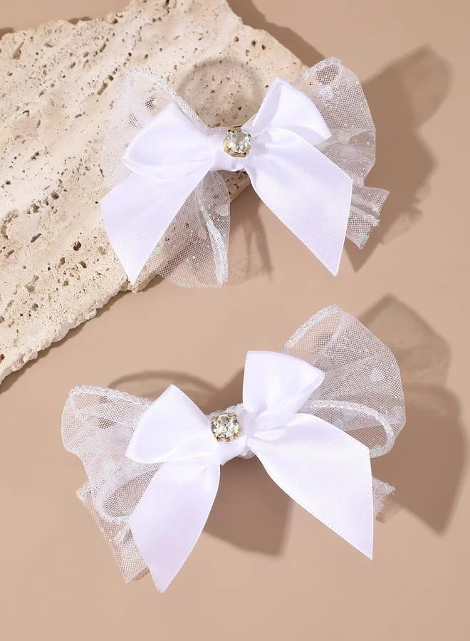 Take Two Set of 2 - Mesh Insert Bow Hair Clips