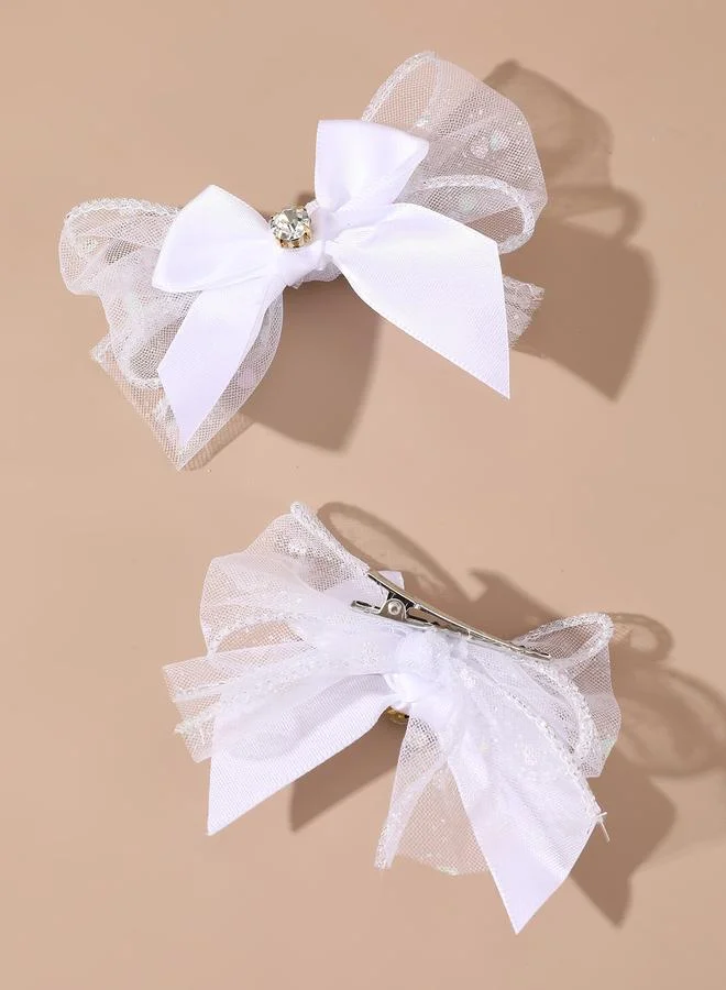 Take Two Set of 2 - Mesh Insert Bow Hair Clips