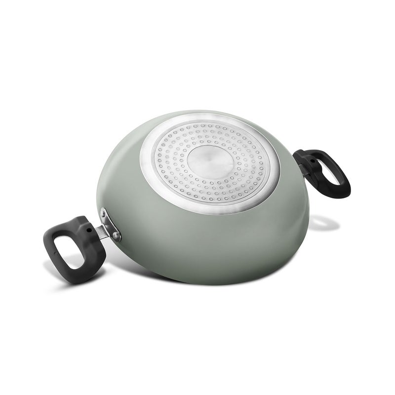 VAYA Hautechef Non-Stick Kadai with Glass Lid 16cm, 3-Layer ILAG Swiss Coating, PFOA-Free, Induction Friendly, with Soft-Touch Grey Handle, Color - Winter Mint - Image 5