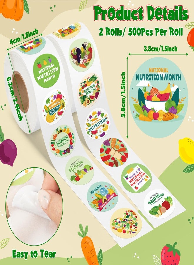 A1diee National Nutrition Month Stickers - 1000Pcs Colorful Healthy Vegetables and Fruits Food National Nutrition Month Decals for Teachers Student School Laptop Guitar Luggage Party Gifts, 16 Dsigns - Image 2
