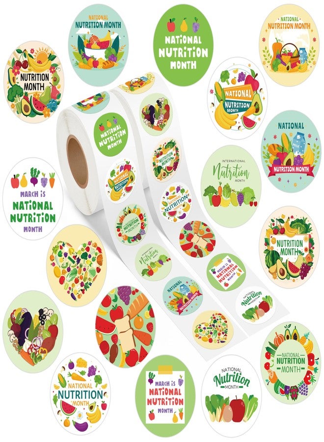 A1diee National Nutrition Month Stickers - 1000Pcs Colorful Healthy Vegetables and Fruits Food National Nutrition Month Decals for Teachers Student School Laptop Guitar Luggage Party Gifts, 16 Dsigns - Image 1