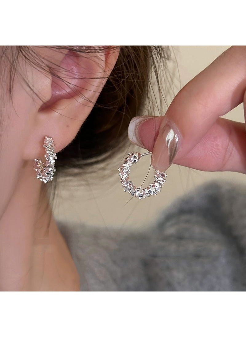 Generic - Autumn Chic Butterfly Flower Stud Earrings S925 Pearl 25# broken silver small c ring - Image 1