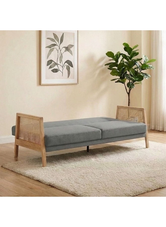 DANUBE HOME Lunor 3 Seater Fabric Sofabed | Convertible Sleeping Sofa Bed | Comfortable Living Room Furniture L196xW82xH81cm - Grey - Image 5